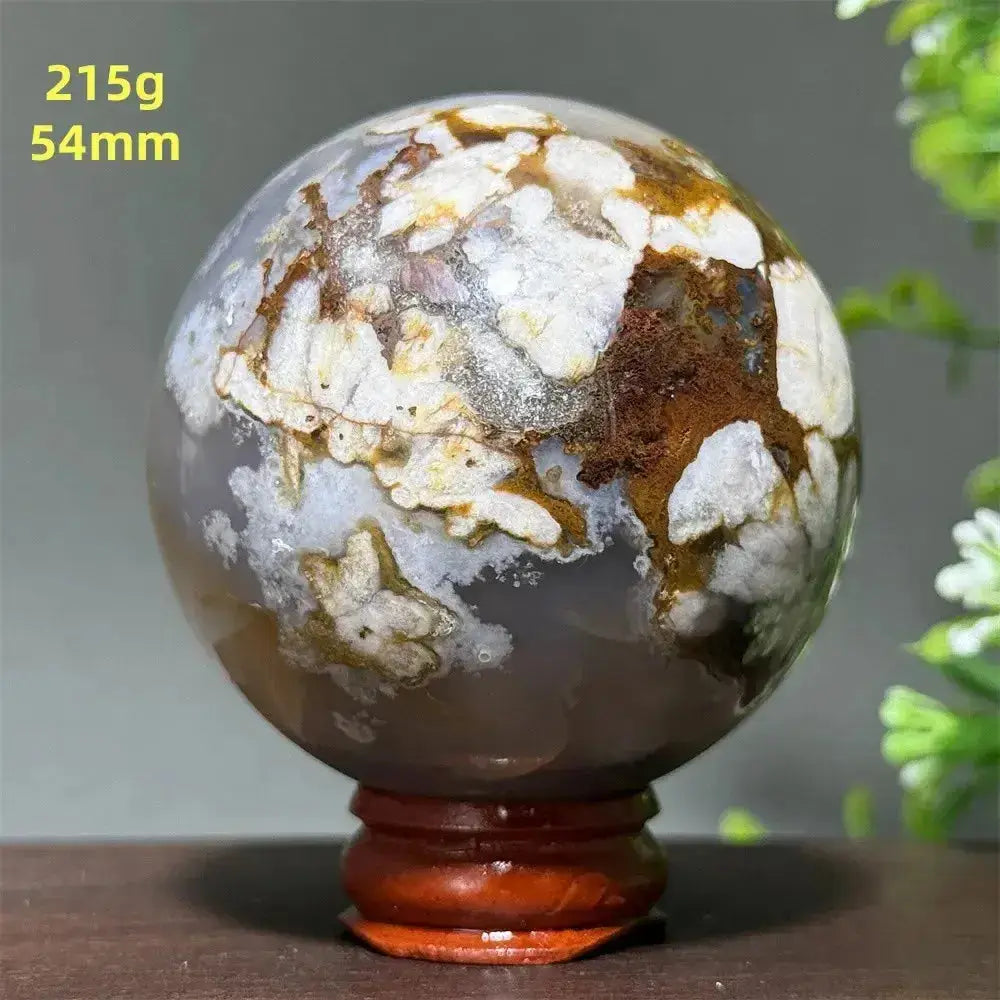 Cherry Agate Crystal Sphere for Meditation and Energy Work-Spheres-Ali-33 215g 54mm-Cherry Agate-Crystal Destiny
