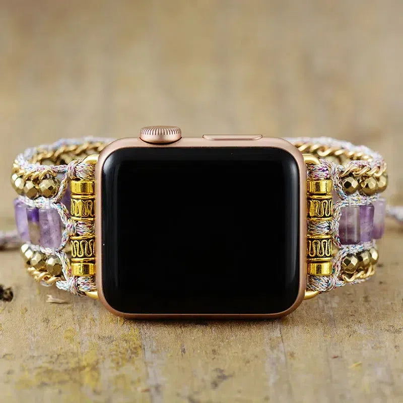 Chic Amethyst Beaded Apple iWatch Adjustable Band