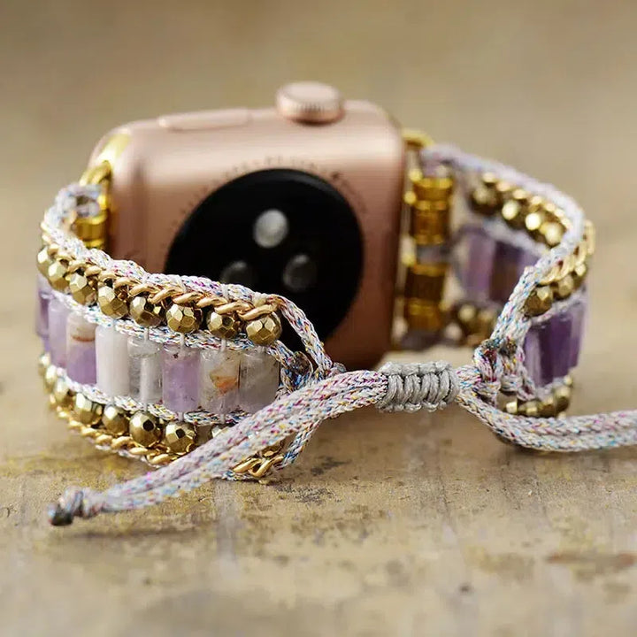 Chic Amethyst Beaded Apple iWatch Adjustable Band