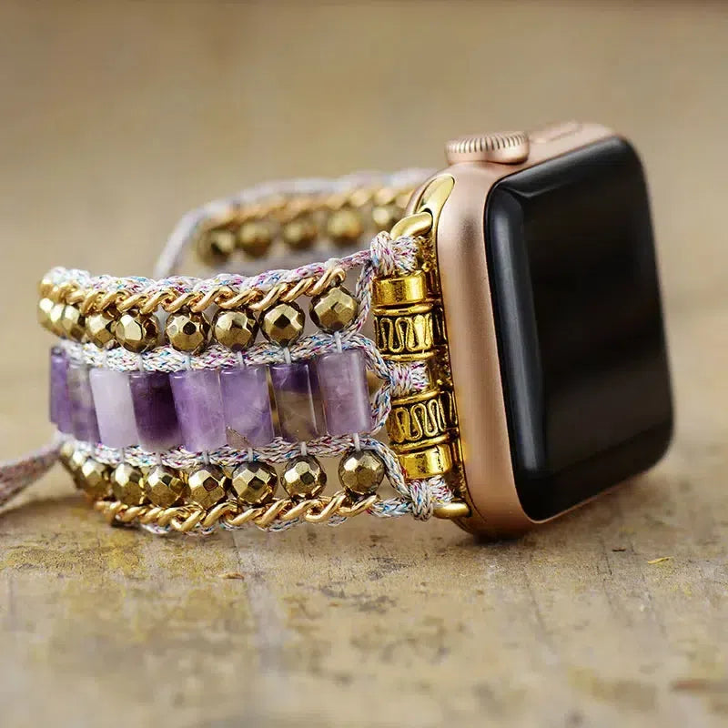 Chic Amethyst Beaded Apple iWatch Adjustable Band