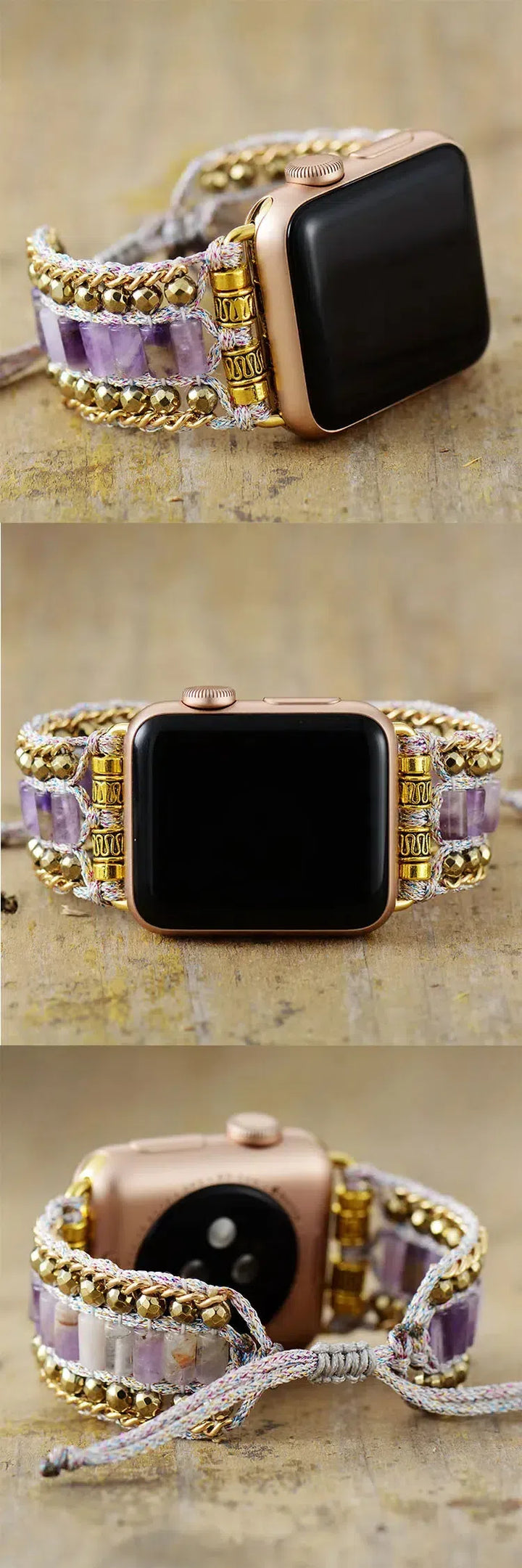 Chic Amethyst Beaded Apple iWatch Adjustable Band