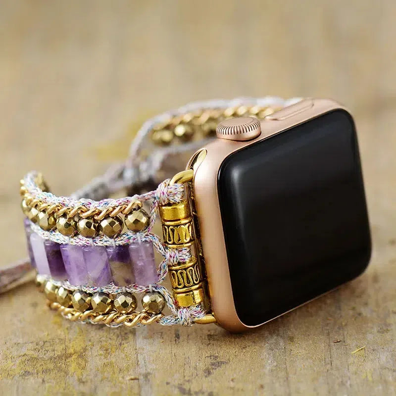 Chic Amethyst Beaded Apple iWatch Adjustable Band