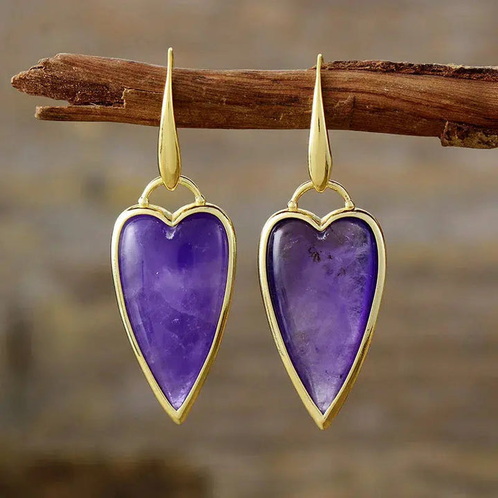 Classic Gemstones Heart Shape Drop Dangle Earrings