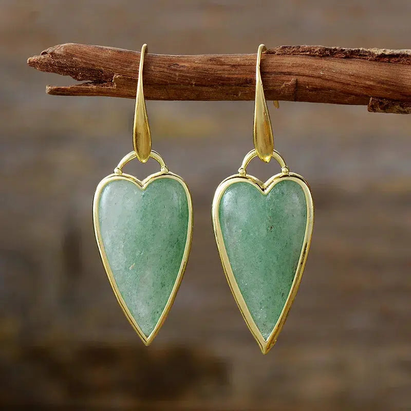 Classic Gemstones Heart Shape Drop Dangle Earrings