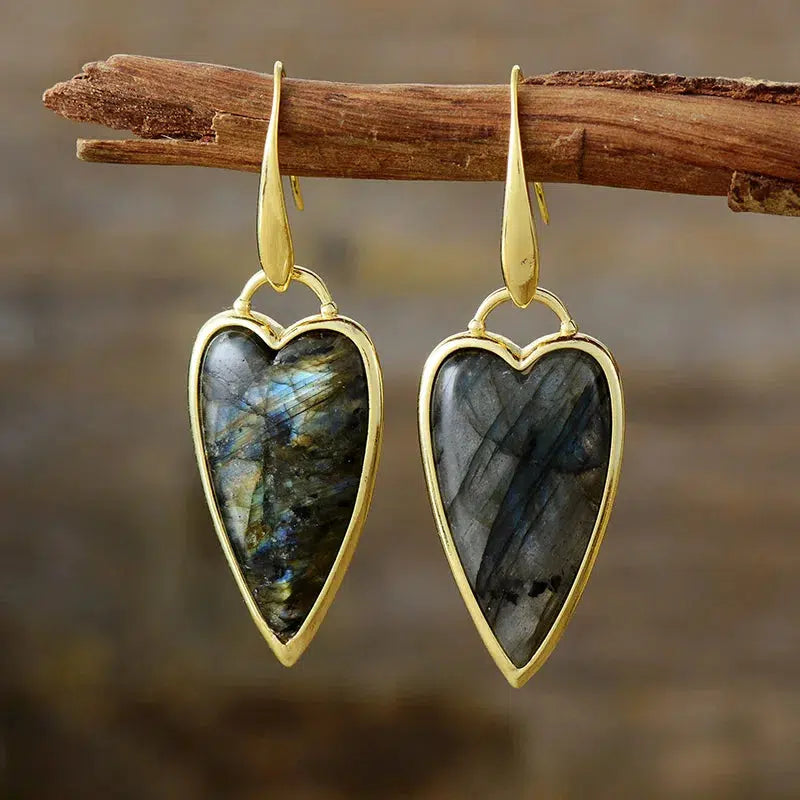 Classic Gemstones Heart Shape Drop Dangle Earrings