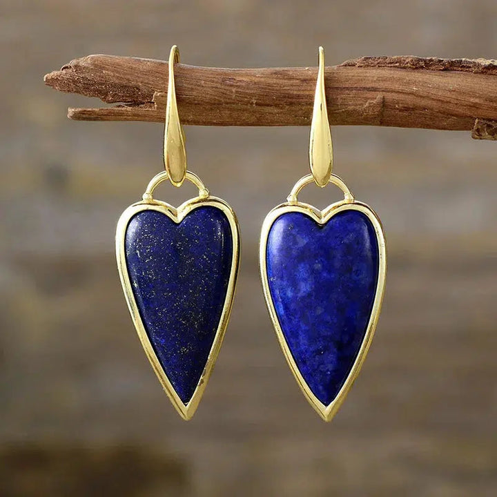 Classic Gemstones Heart Shape Drop Dangle Earrings