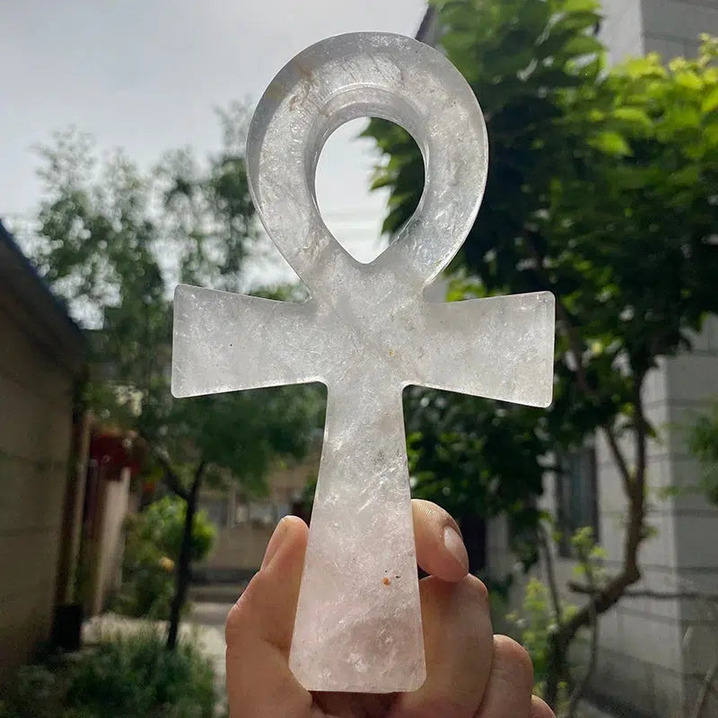 Clear Quartz Crystal Big Ankh Cross