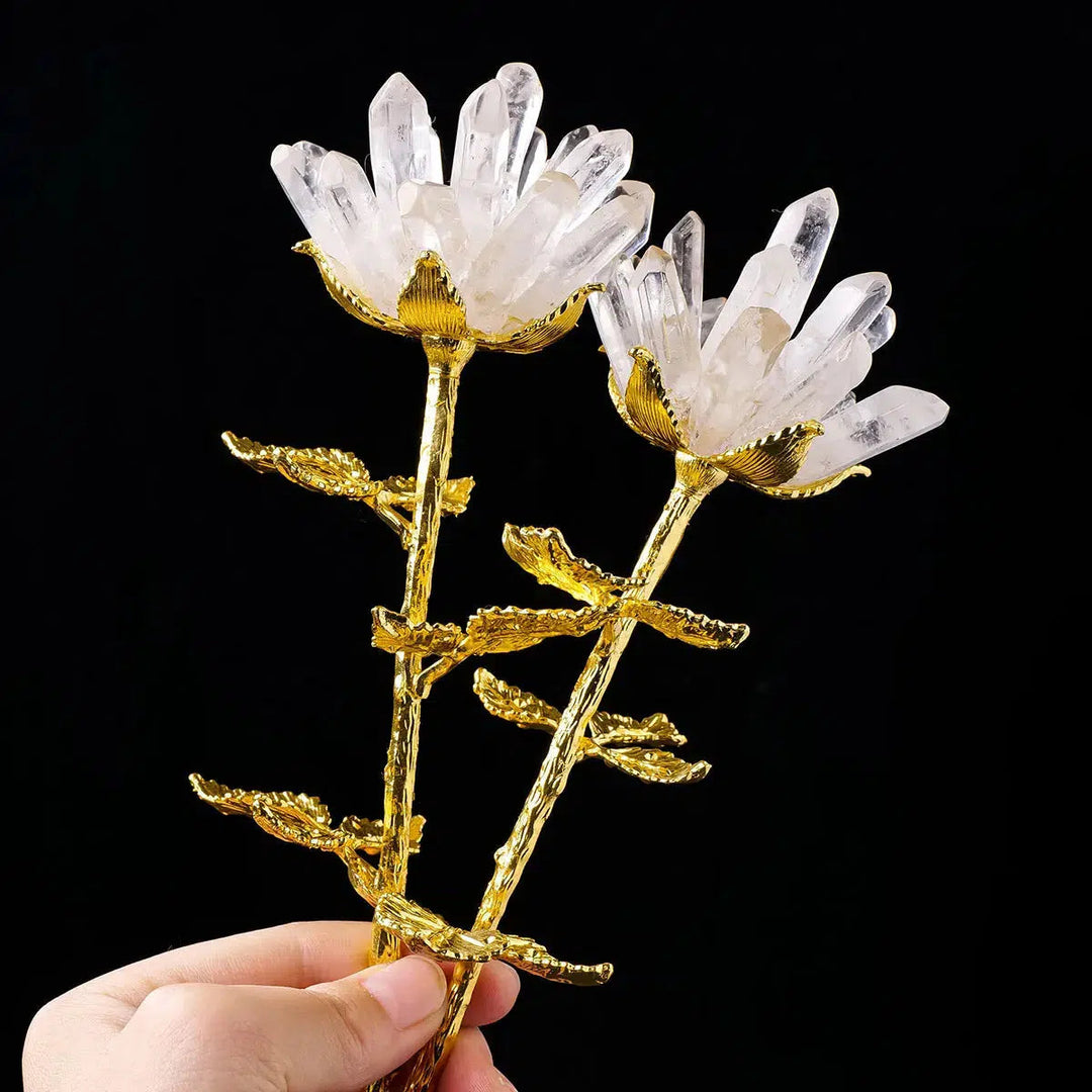 Clear Quartz Flower Ornament