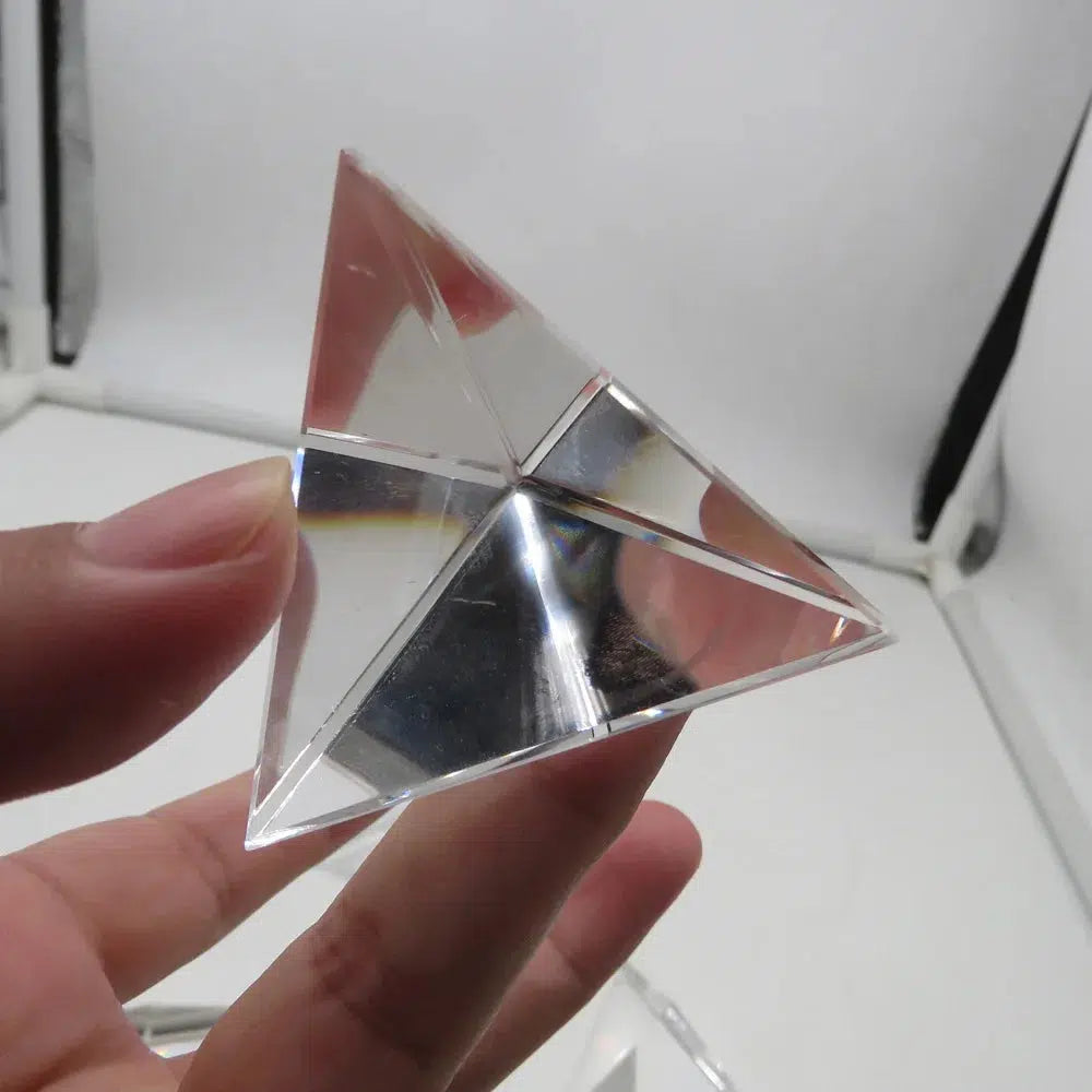 Clear Quartz Tetrahedron 4 Sided Pyramid