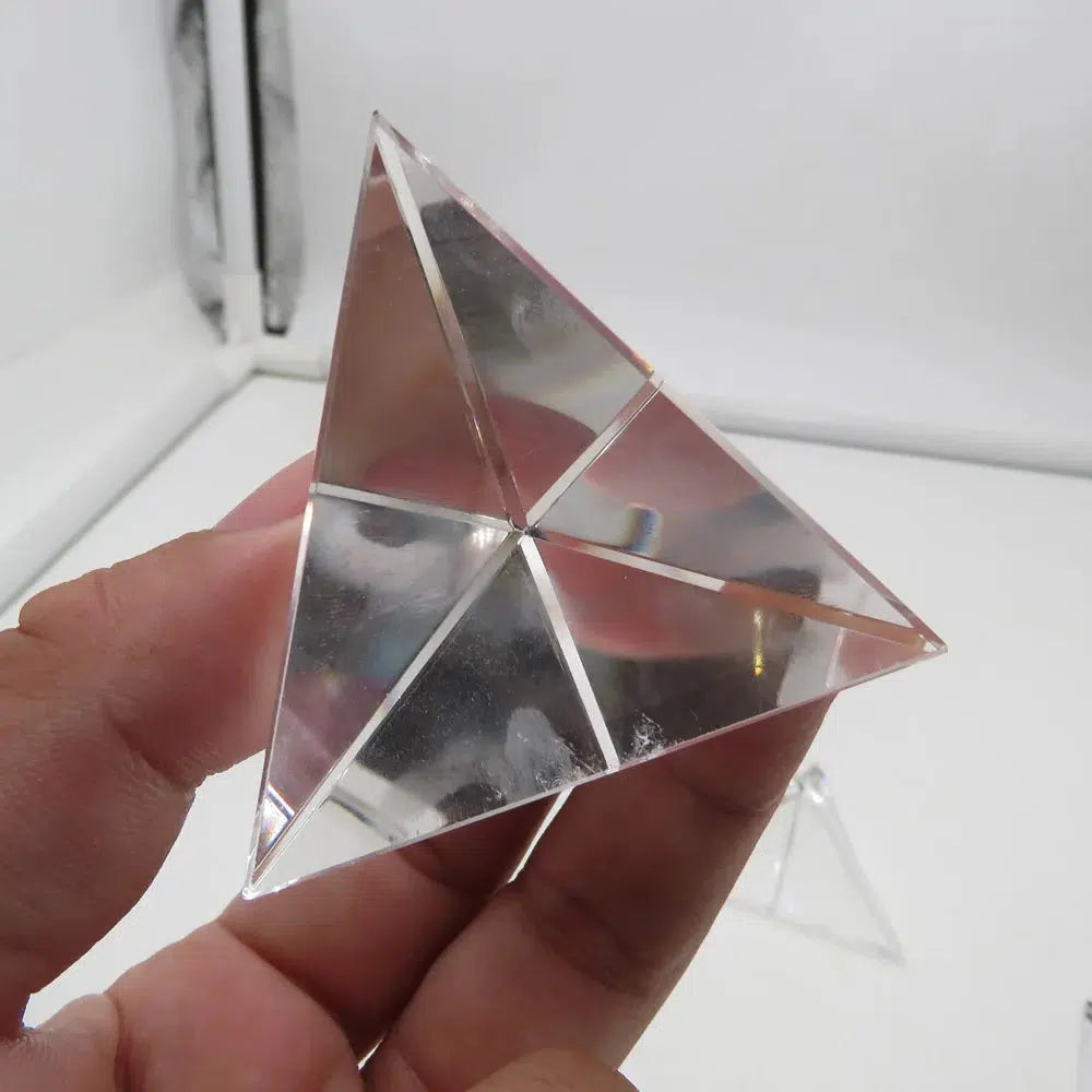 Clear Quartz Tetrahedron 4 Sided Pyramid