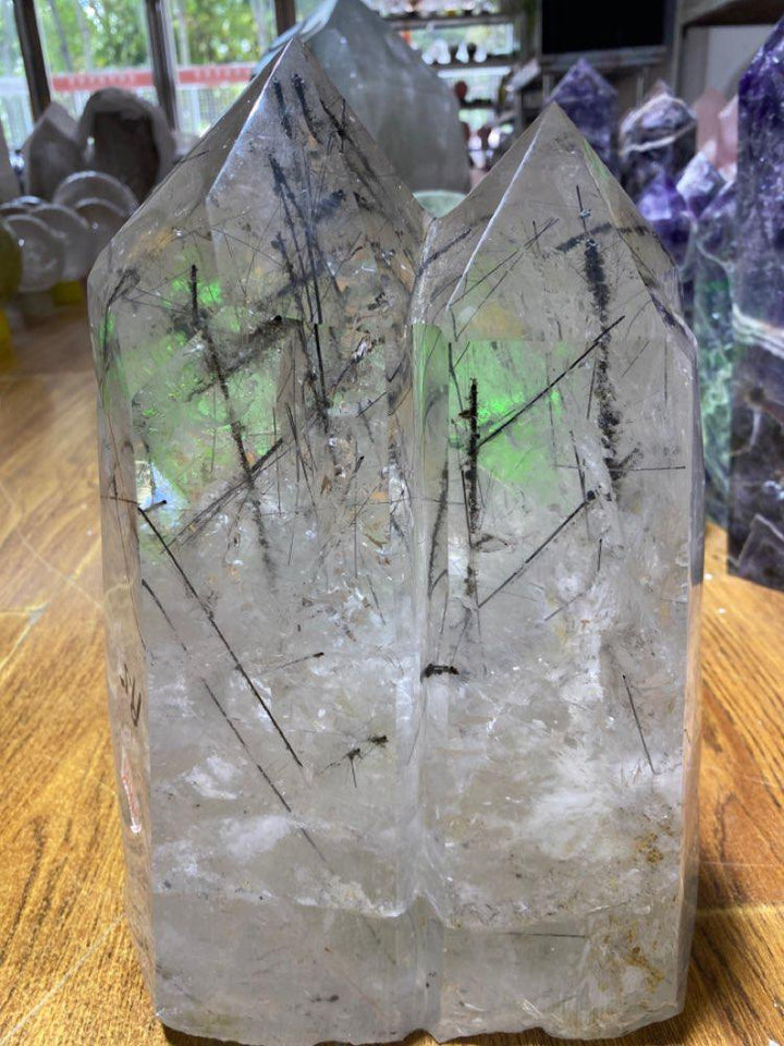 Clear Quartz with Black Tourmaline Twin Tower Stunner!