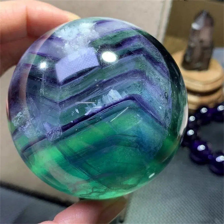 Colorful Fluorite Sphere with Stand