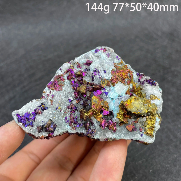 Colorful Pyrite Chalcopyrite Quartz Raw Specimen