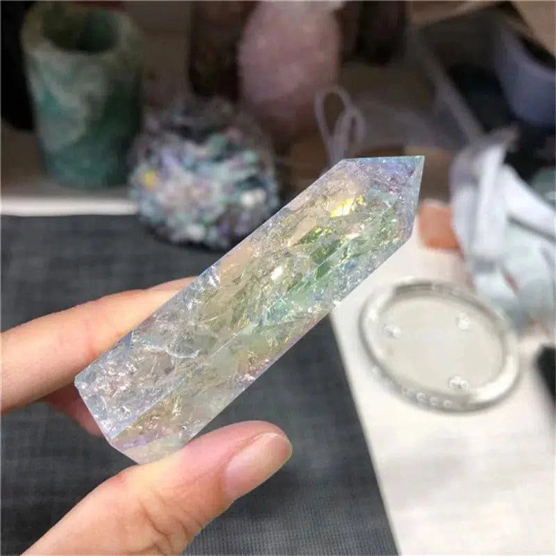 Cracked Clear Aura Quartz Tower