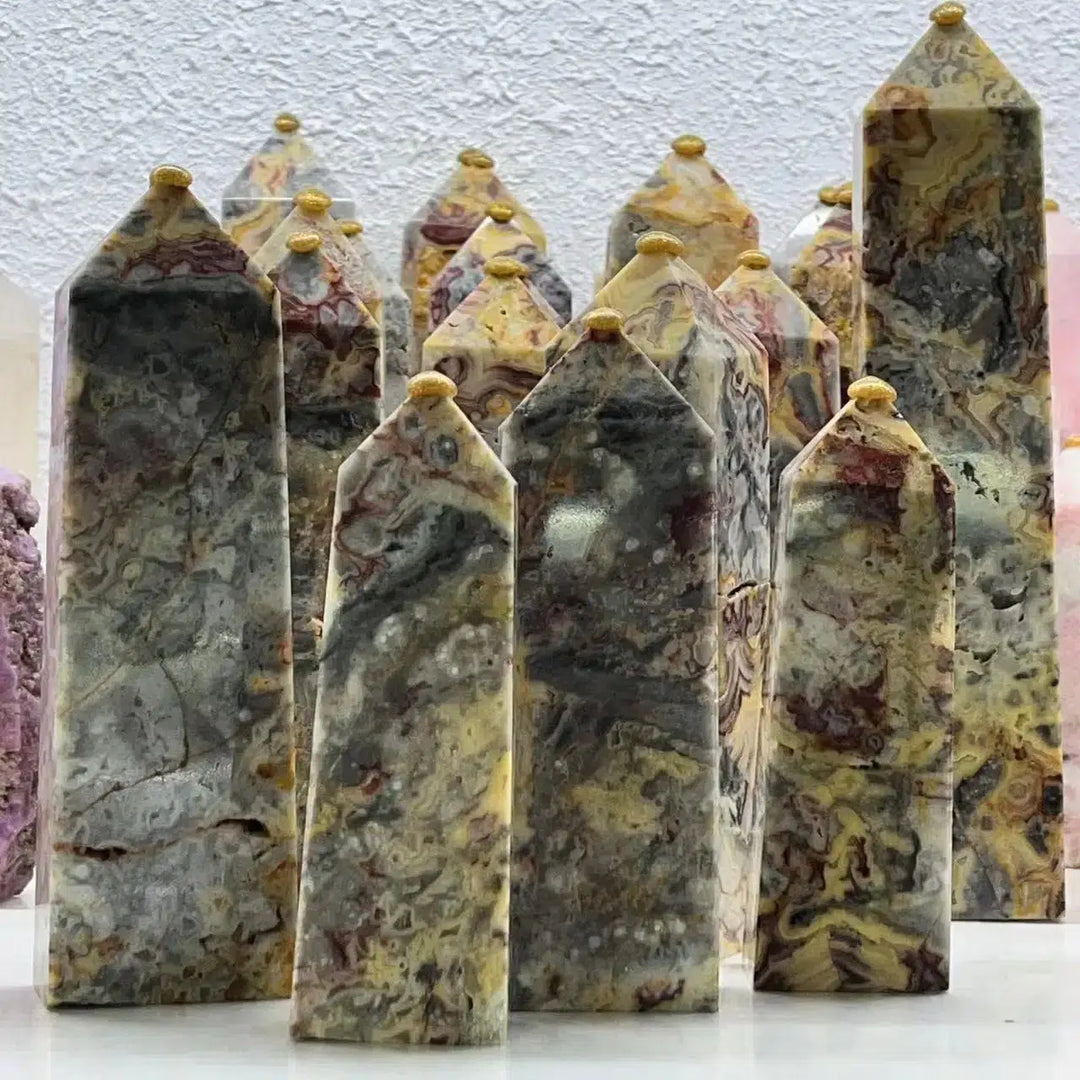 Crazy Lace Agate Obelisk Tower