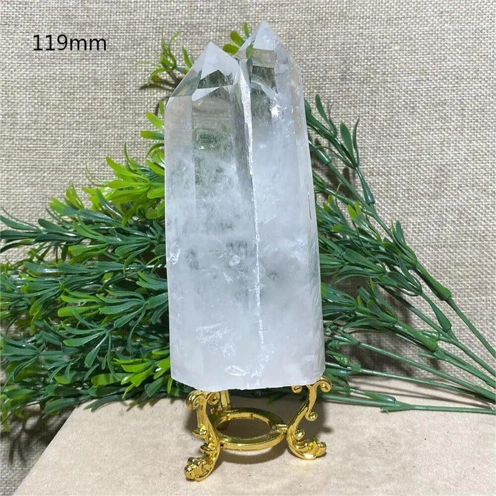 Crystal Clear Quartz Double Point Freeform + Stand