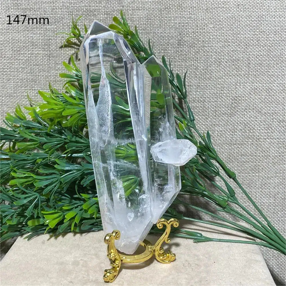 Crystal Clear Quartz Double Point Freeform + Stand