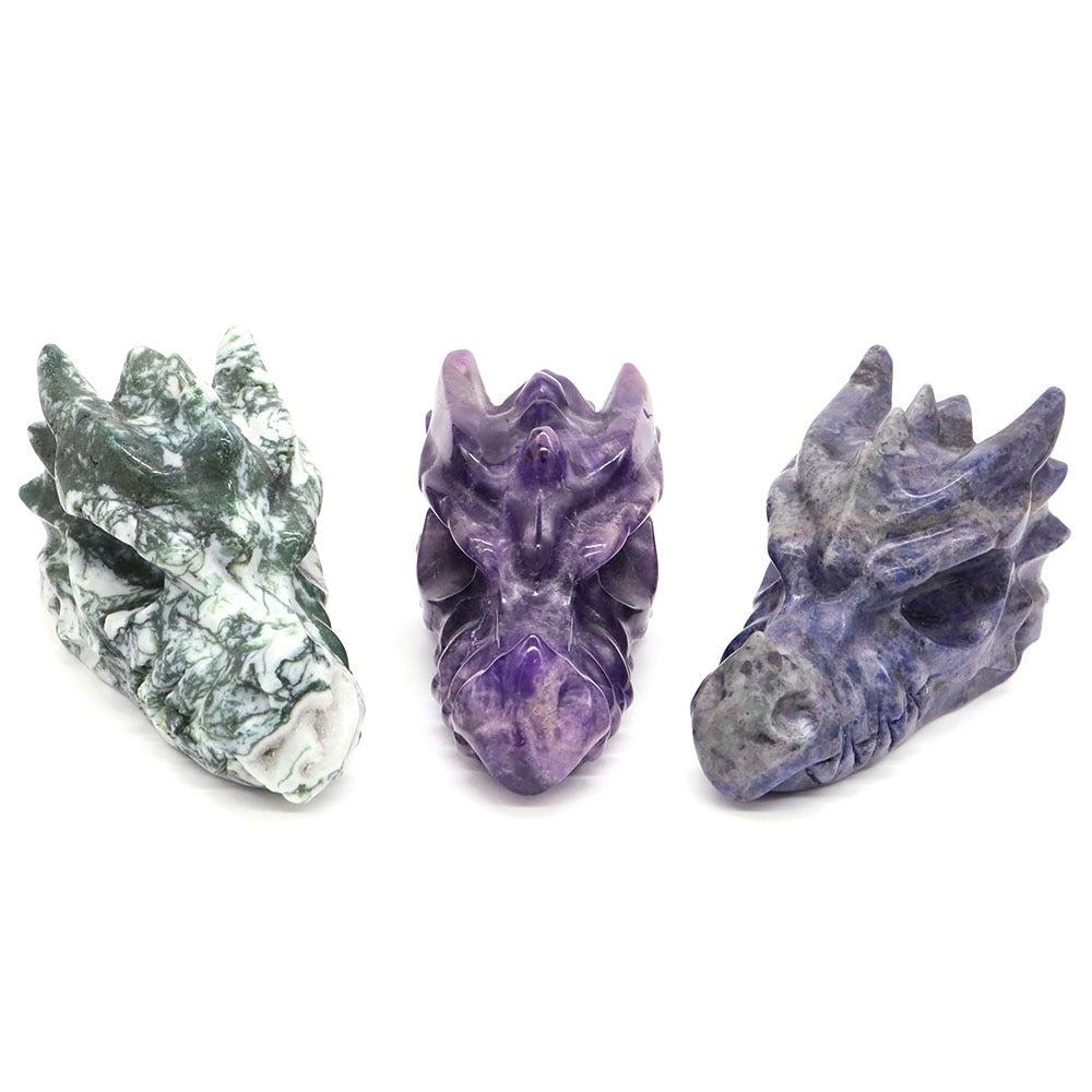 Crystal Dragon Head Skull 4"