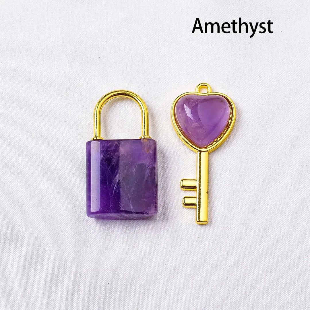 Crystal Lovers Locks & Key Pendant