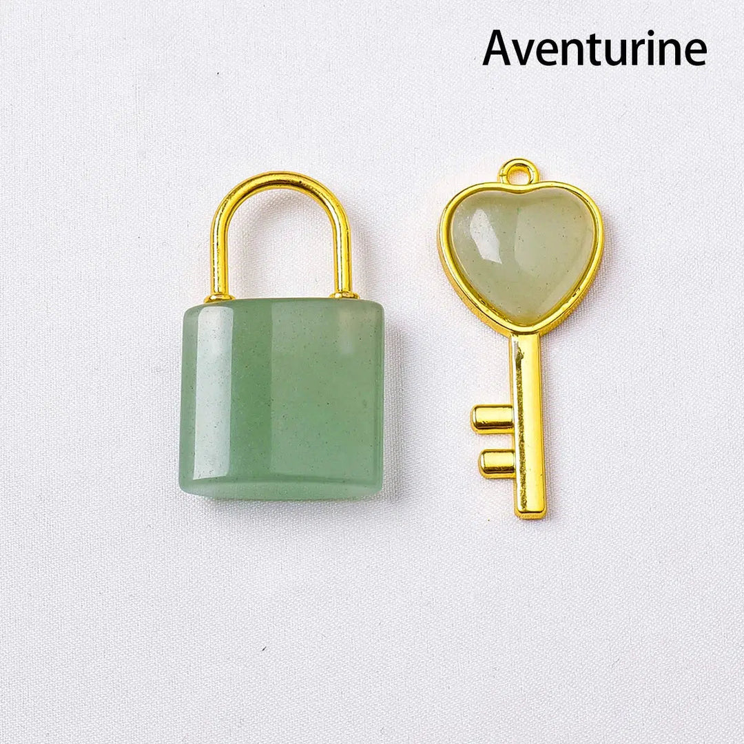 Crystal Lovers Locks & Key Pendant