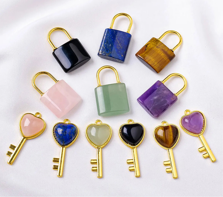 Crystal Lovers Locks & Key Pendant