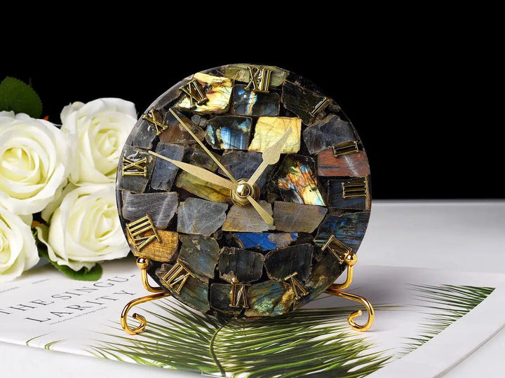 Crystal Wall Desk Clock with Unique Dial and Roman Numerals