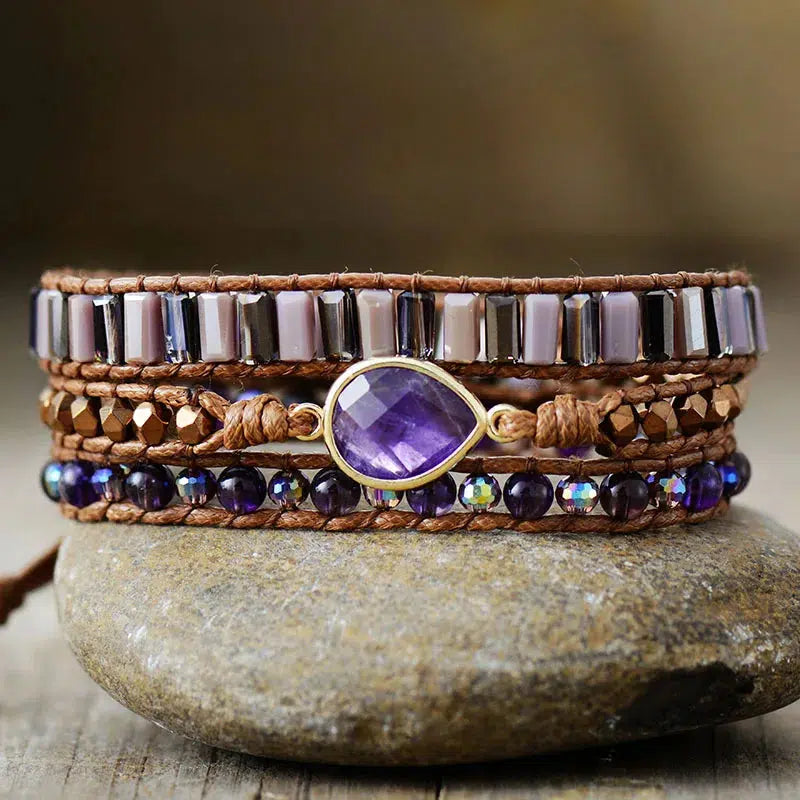 Crystal Waterdrop Center Wrap Bracelet