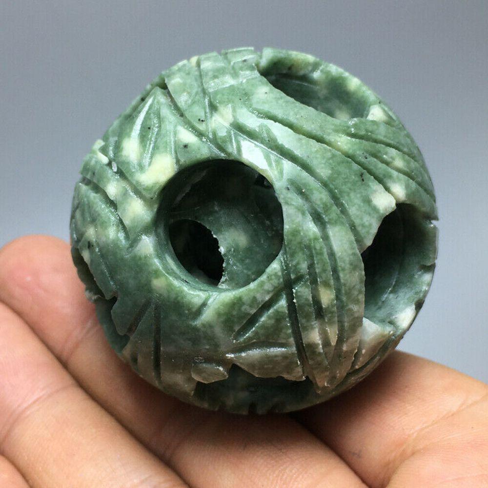 Cyan Jade Carved Exquisite 3 in 1 Ball