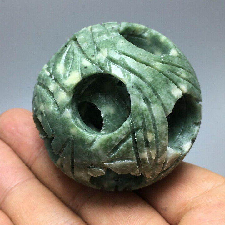 Cyan Jade Carved Exquisite 3 in 1 Ball