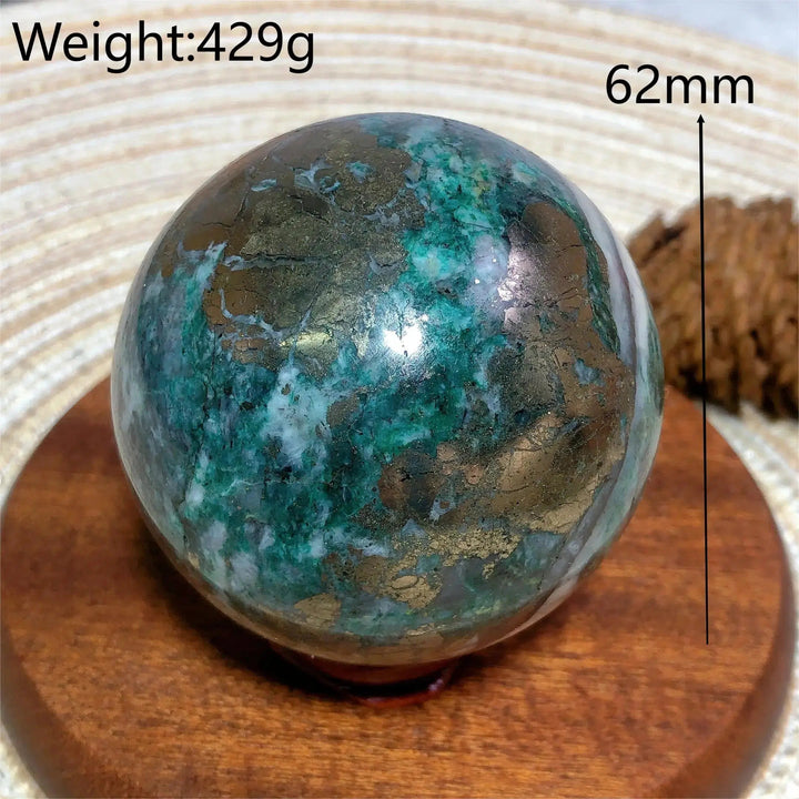 Dioptase and Pyrite Sphere