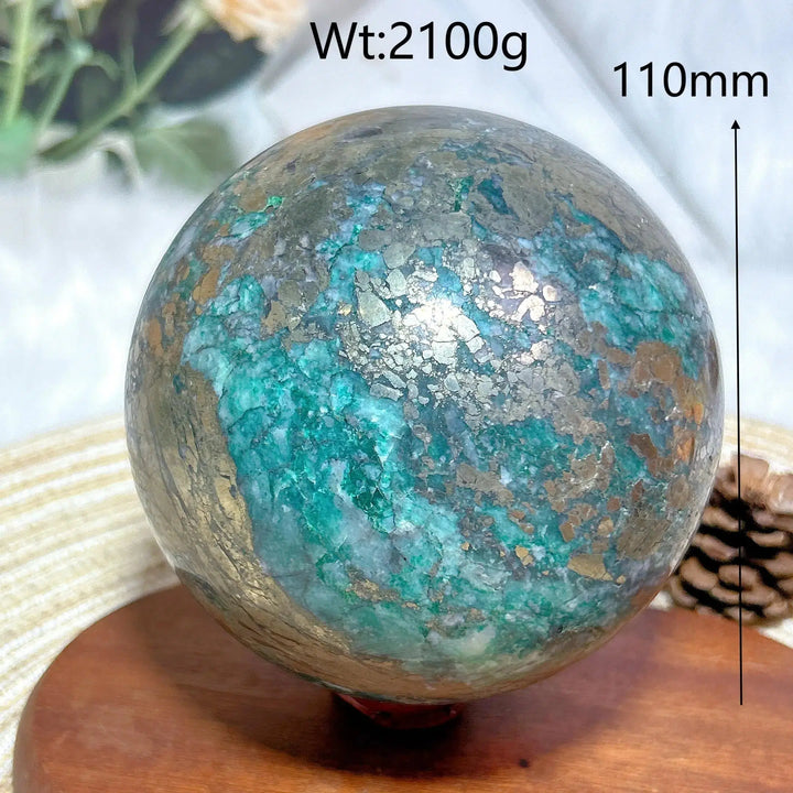 Dioptase and Pyrite Sphere