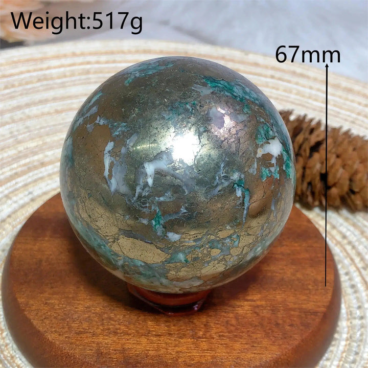 Dioptase and Pyrite Sphere