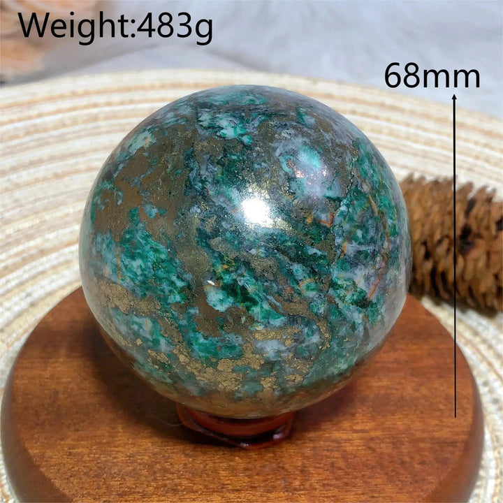 Dioptase and Pyrite Sphere