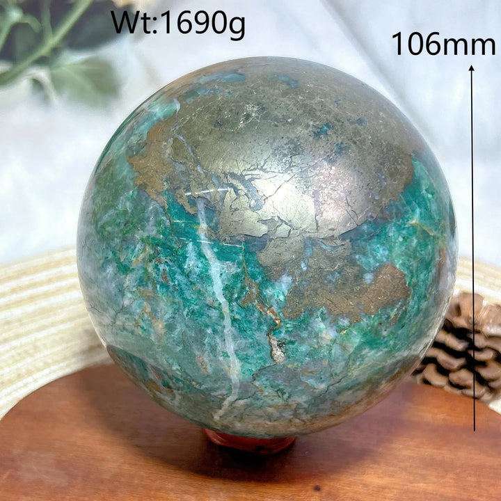 Dioptase and Pyrite Sphere