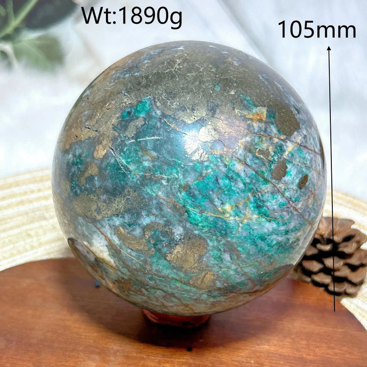 Dioptase and Pyrite Sphere