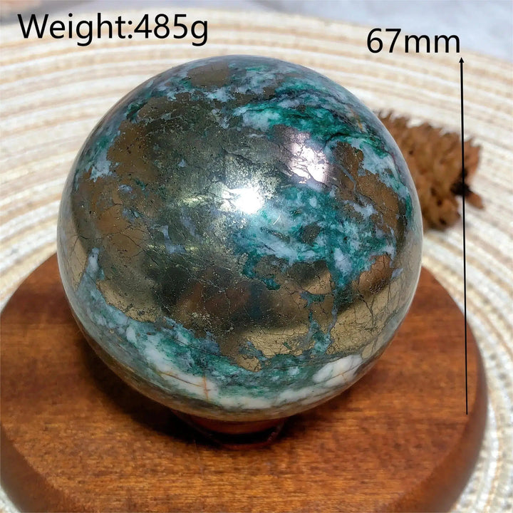 Dioptase and Pyrite Sphere