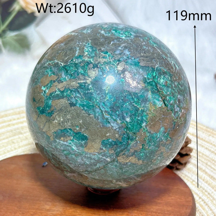 Dioptase and Pyrite Sphere