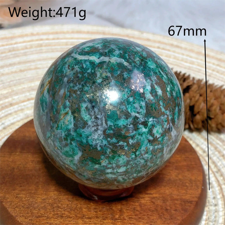 Dioptase and Pyrite Sphere