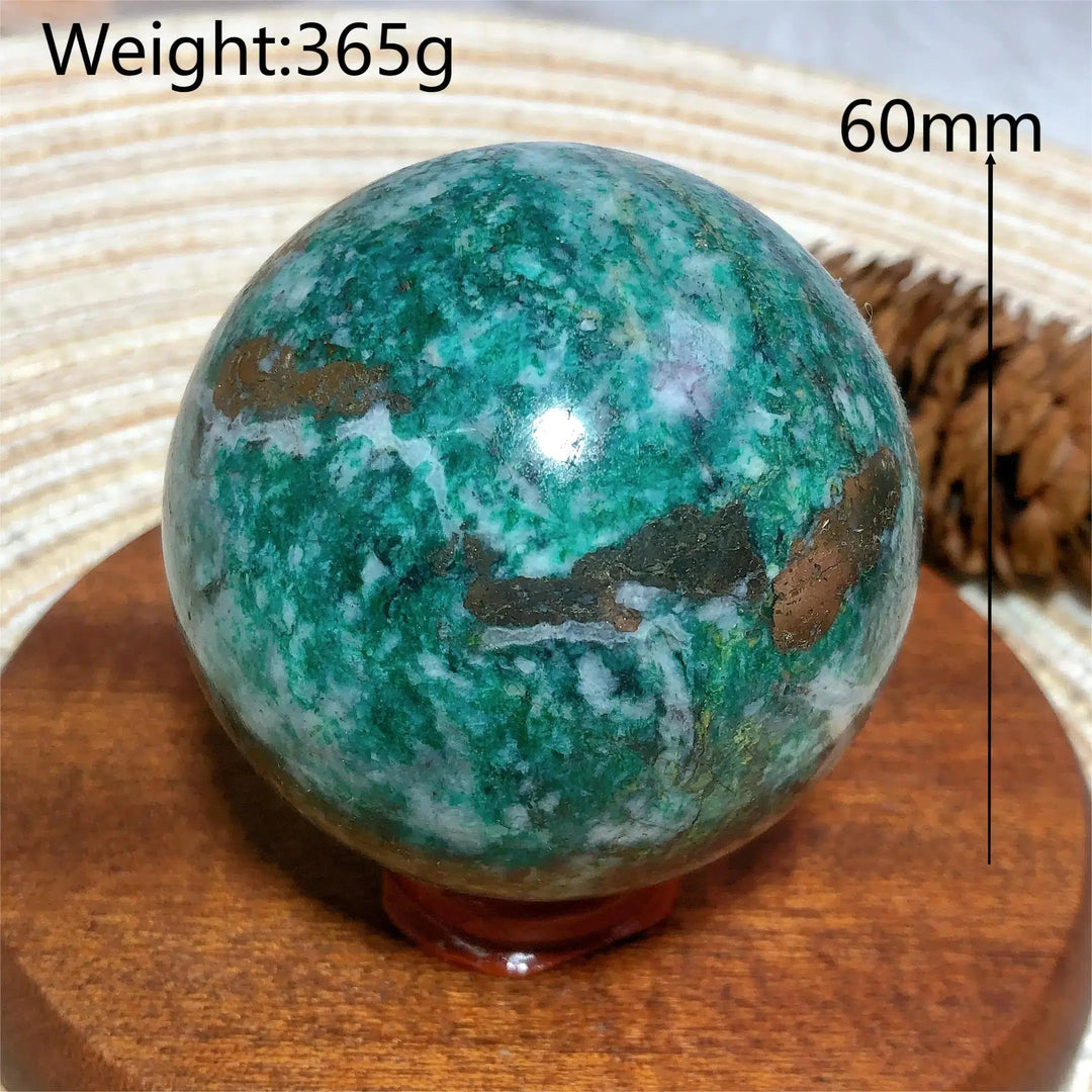 Dioptase and Pyrite Sphere