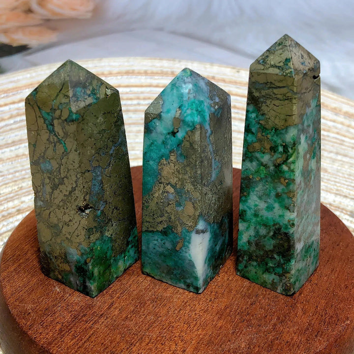 Dioptase and Pyrite Tower