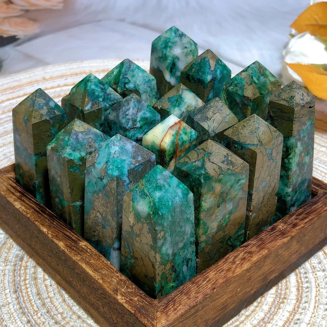 Dioptase and Pyrite Tower