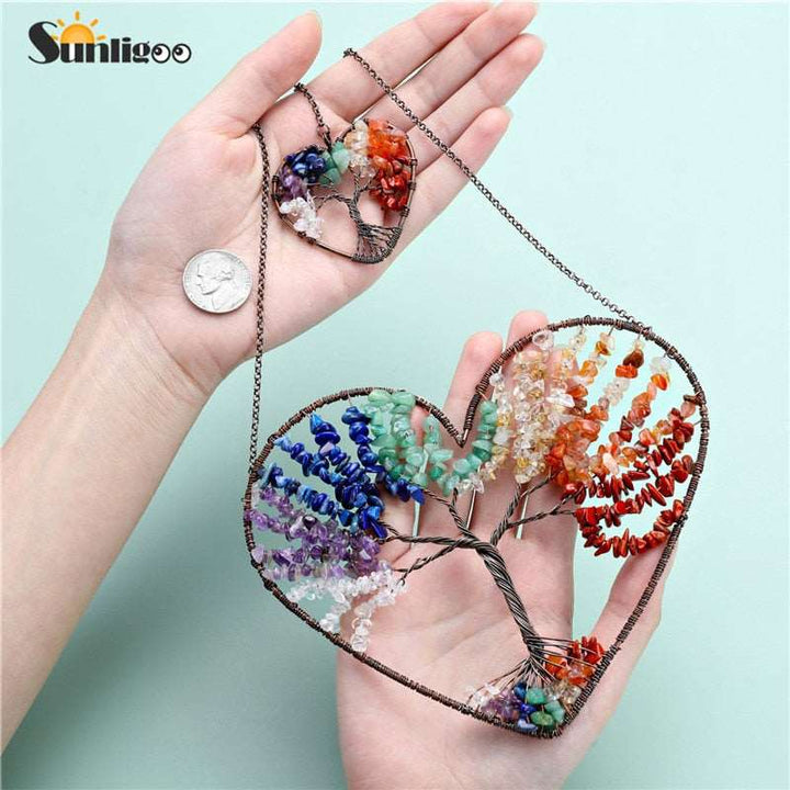 Double Heart Crystal Tree of Life Hanging Ornament