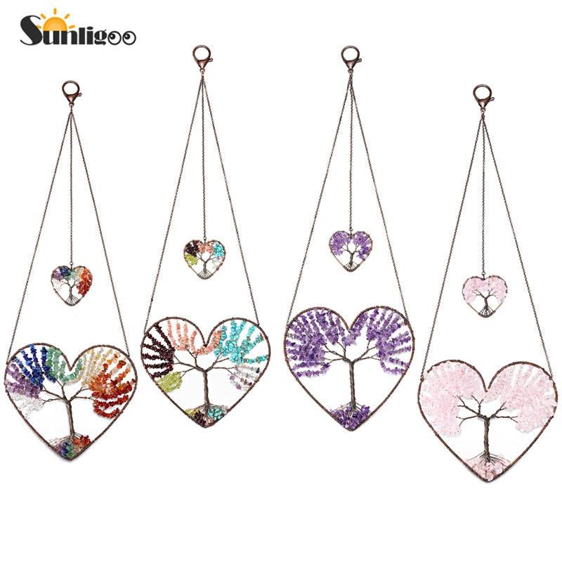 Double Heart Crystal Tree of Life Hanging Ornament