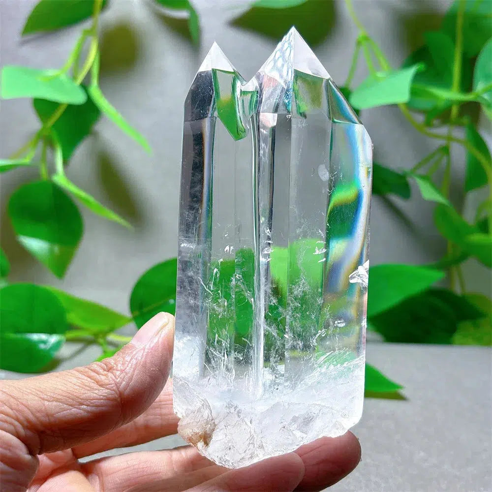 Double Point Clear Quartz Tower