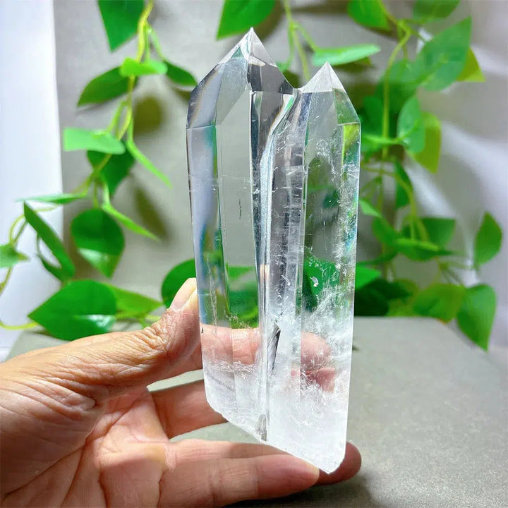 Double Point Clear Quartz Tower