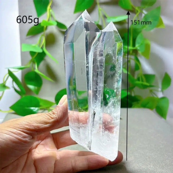 Double Point Clear Quartz Tower