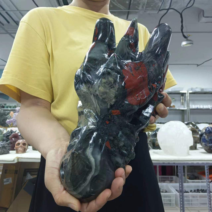 Dragon's Bloodstone Carved Dragon Head