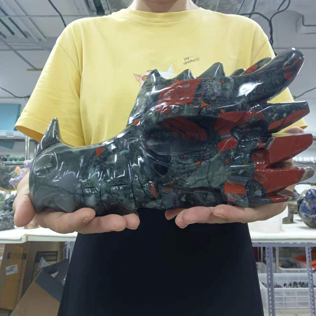 Dragon's Bloodstone Carved Dragon Head