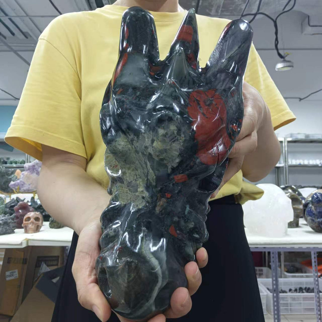 Dragon's Bloodstone Carved Dragon Head