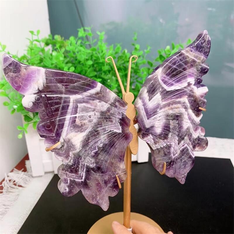 Dream Amethyst Crystal Butterfly Wings with Stand